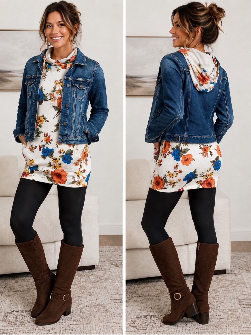 a.n.a Women's Dark Blue Distressed Denim Jacket